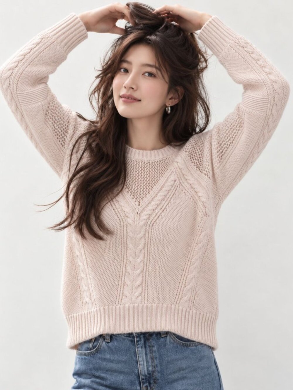 Banana Republic Pink Cable Knit Sweater Sz S Wool Mohair Quiet Luxury Minimalist